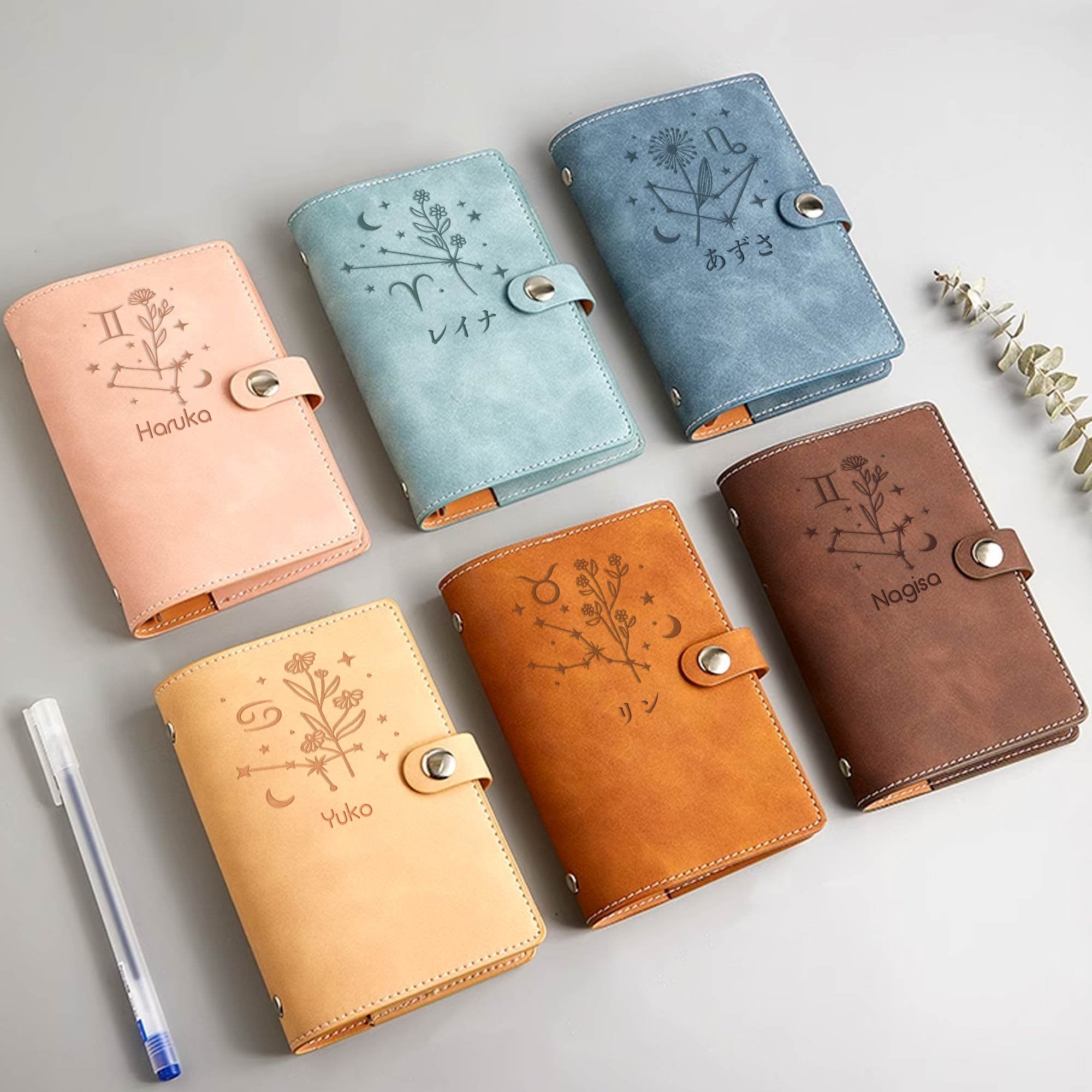 名前入り手帳カバー♥カスタマイズ可能♪星座とお花 – UnimStar