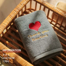 画像をギャラリービューアに読み込む, オーダーメイド 名入れタオル 文字刺繍入りフェイスタオル コットン ハート リボン