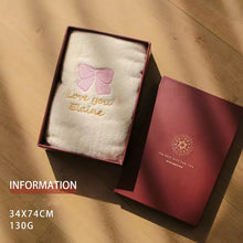 画像をギャラリービューアに読み込む, オーダーメイド 名入れタオル 文字刺繍入りフェイスタオル コットン ハート リボン