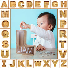 画像をギャラリービューアに読み込む, 子供のプレゼント, 木製キャッシュ ボックス, 名前入り貯金箱, 男の子・女の子のパーソナライズされたギフト | 出産祝いの贈り物 | 誕生日ギフトー