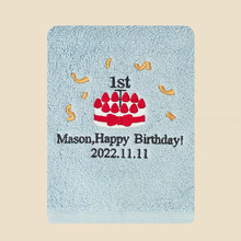 画像をギャラリービューアに読み込む, お名前・誕生日刺繍いりハンカチ・タオル 出産祝い