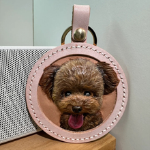 画像をギャラリービューアに読み込む, ストラップ カスタマイズ キーホルダー ペットの写真 牛革 手作り