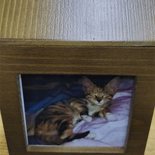 画像をギャラリービューアに読み込む, ペット用骨壷|記念品|木材|写真入り|墓石