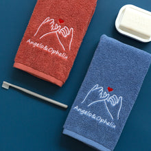 画像をギャラリービューアに読み込む, オーダーメイド 名入れタオル 刺繍マフラータオル バスタオル コットン カップル