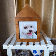 画像をギャラリービューアに読み込む, ペット用骨壷|記念品|木材|写真入り|墓石