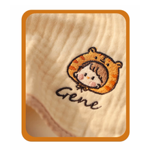 画像をギャラリービューアに読み込む, 【カスタマイズ可能】 アイコン お名前刺繍いりハンカチ ハンドタオル|ガーゼ 柔らかい 十二支 プレゼント 名入れ 大人気出産祝い