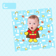 画像をギャラリービューアに読み込む, 【カスタマイズ可能】 お名前・写真いり タオルハンカチ イラスト風|コットン 柔らかい 幼稚園・誕生日 贈り物 プレゼント 名入れ  大人気出産祝い