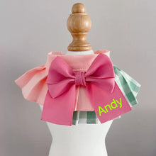 画像をギャラリービューアに読み込む, オーダーメイド|名前入り 刺繡|ペット首輪|猫 犬|蝶結び 格子|スタイ首輪 かわいい