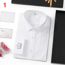 画像をギャラリービューアに読み込む, 【オーダーメード】刺繡入りワイシャツ 名入れ長袖|就職活動 無地 紳士用|オリジナル おしゃれ 純綿|男性 プレゼント 贈り物