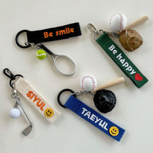画像をギャラリービューアに読み込む, 【オーダーメイド】名前刺繍入り キーホルダー  スポッツ キーチェーン 手作り おしゃれ 可愛い アクセサリー 野球・ゴルフ
