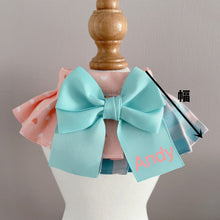 画像をギャラリービューアに読み込む, オーダーメイド|名前入り 刺繡|ペット首輪|猫 犬|蝶結び 格子|スタイ首輪 かわいい