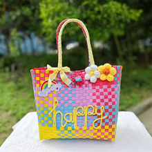 画像をギャラリービューアに読み込む, オーダーメード|名入れショルダーバッグ ハンドバッグ|虹色 多彩 可愛い 大容量|編物 家用|少女 プレゼント