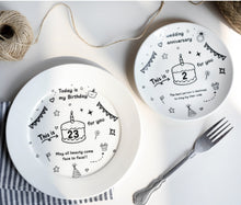画像をギャラリービューアに読み込む, 周年数カスタマイズ 誕生日結婚記念日祝いお皿 ケーキ皿 デザートプレート おしゃれ 食器