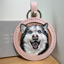 画像をギャラリービューアに読み込む, ストラップ カスタマイズ キーホルダー ペットの写真 牛革 手作り