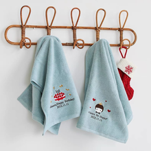 画像をギャラリービューアに読み込む, お名前・誕生日刺繍いりハンカチ・タオル 出産祝い