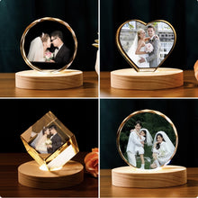 画像をギャラリービューアに読み込む, カスタマイズ可能 写真入り文字入り LEDナイトライト クリスタル 結婚祝い プレゼント