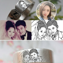 画像をギャラリービューアに読み込む, 刻字 写真彫刻 似顔絵 カップルリング オーダーメイド 指輪 シルバー クリスマスプレゼント