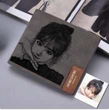 画像をギャラリービューアに読み込む, 写真彫刻 カスタム 二つ折り財布 メンズ 合皮 レザーウォレット クリスマスプレゼント