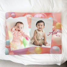 画像をギャラリービューアに読み込む, 2枚の写真 名入れ バブルブランケット