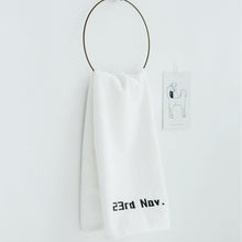 画像をギャラリービューアに読み込む, オーダーメイド 日付刺繍入りタオル コットン 無地