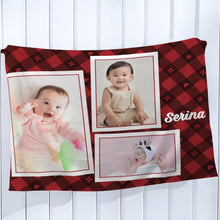 画像をギャラリービューアに読み込む, 赤いチェック柄 名入れフォントブランケット