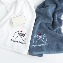 画像をギャラリービューアに読み込む, オーダーメイド 名入れタオル 刺繍マフラータオル バスタオル コットン カップル