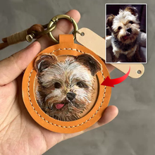 画像をギャラリービューアに読み込む, ストラップ カスタマイズ キーホルダー ペットの写真 牛革 手作り