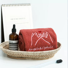 画像をギャラリービューアに読み込む, オーダーメイド 名入れタオル 刺繍マフラータオル バスタオル コットン カップル