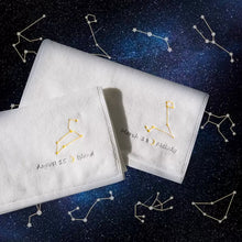 画像をギャラリービューアに読み込む, オーダーメイド 名入れタオル 日付入り星座刺繍フェイスタオル コットン