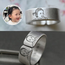 画像をギャラリービューアに読み込む, 刻字 写真彫刻 似顔絵 カップルリング オーダーメイド 指輪 シルバー クリスマスプレゼント