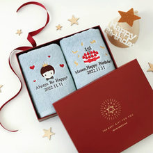 画像をギャラリービューアに読み込む, お名前・誕生日刺繍いりハンカチ・タオル 出産祝い