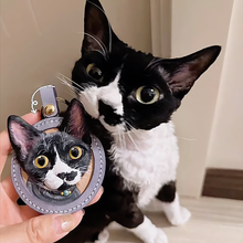 画像をギャラリービューアに読み込む, ストラップ カスタマイズ キーホルダー ペットの写真 牛革 手作り