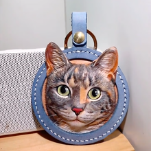 画像をギャラリービューアに読み込む, ストラップ カスタマイズ キーホルダー ペットの写真 牛革 手作り