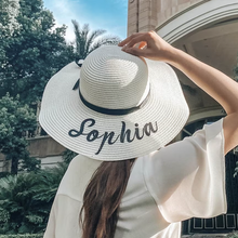 画像をギャラリービューアに読み込む, オーダーメイド 名前・メッセージ入り 麦わら帽子 日よけ帽子|夏 ストローハット 日差し対策|誕生日 プレゼント