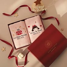 画像をギャラリービューアに読み込む, お名前・誕生日刺繍いりハンカチ・タオル 出産祝い