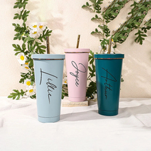 画像をギャラリービューアに読み込む, 名前入りタンブラー 車用カップ オリジナル ステンレス 保温 ストロー付き 大容量 漏れなし プレゼント 男女兼用