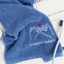 画像をギャラリービューアに読み込む, オーダーメイド 名入れタオル 刺繍マフラータオル バスタオル コットン カップル