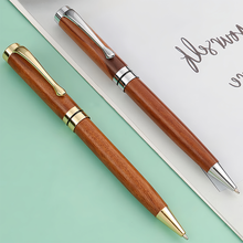 画像をギャラリービューアに読み込む, 名前入り ボールペン 刻印可能 黒い替え芯 回転式木製ペン 黒い油性インキ レトロ風 ビジネス ギフト