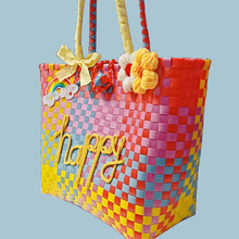 画像をギャラリービューアに読み込む, オーダーメード|名入れショルダーバッグ ハンドバッグ|虹色 多彩 可愛い 大容量|編物 家用|少女 プレゼント