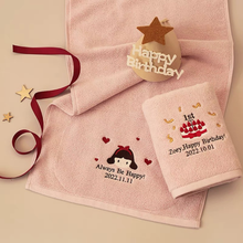 画像をギャラリービューアに読み込む, お名前・誕生日刺繍いりハンカチ・タオル 出産祝い