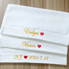 画像をギャラリービューアに読み込む, オーダーメイド 名入れタオル 文字刺繍入りハンドタオル ハンカチ コットン