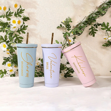 画像をギャラリービューアに読み込む, 名前入りタンブラー 車用カップ オリジナル ステンレス 保温 ストロー付き 大容量 漏れなし プレゼント 男女兼用