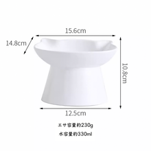 画像をギャラリービューアに読み込む, ペットの写真入り 餌入れ|犬・猫 オリジナル似顔絵と名入れ 耳型のフードボウル|高さを出した 用食器|Unimstar