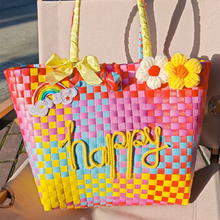 画像をギャラリービューアに読み込む, オーダーメード|名入れショルダーバッグ ハンドバッグ|虹色 多彩 可愛い 大容量|編物 家用|少女 プレゼント