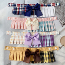画像をギャラリービューアに読み込む, オーダーメイド|名前入り 刺繡|ペット首輪|猫 犬|蝶結び 格子|スタイ首輪 かわいい