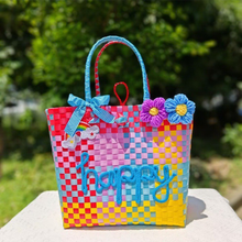 画像をギャラリービューアに読み込む, オーダーメード|名入れショルダーバッグ ハンドバッグ|虹色 多彩 可愛い 大容量|編物 家用|少女 プレゼント