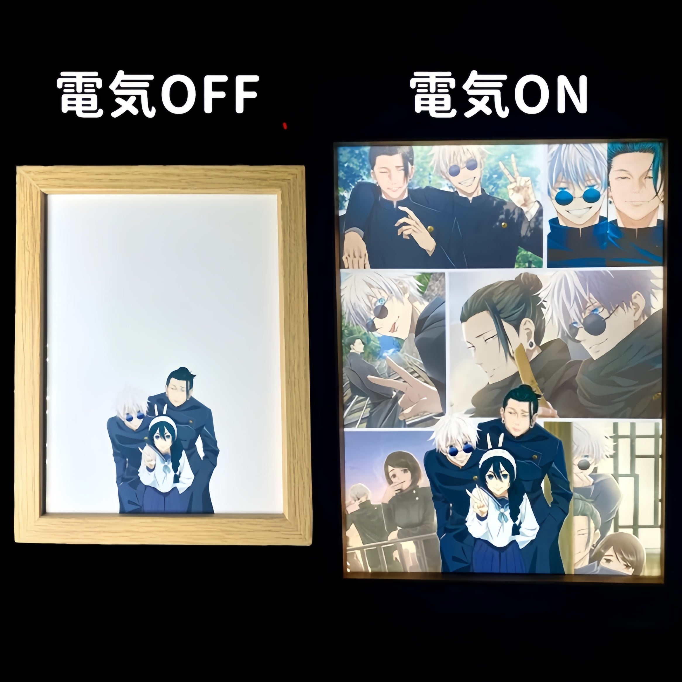 カスタマイズ LEDフォトフレーム 点灯して絵が浮上する 写真で作る 鏡