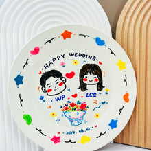 画像をギャラリービューアに読み込む, オーダーメイド 写真を手描きイラストに 文字入りお皿 ケーキ皿 食器 プレート おしゃれ 誕生日 記念日