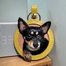 画像をギャラリービューアに読み込む, ストラップ カスタマイズ キーホルダー ペットの写真 牛革 手作り