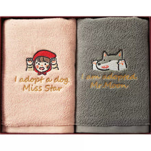 画像をギャラリービューアに読み込む, オーダーメイド 名入れタオル 刺繍入りフェイスタオル 赤ずきんと狼イラスト かわいい 柔らかい